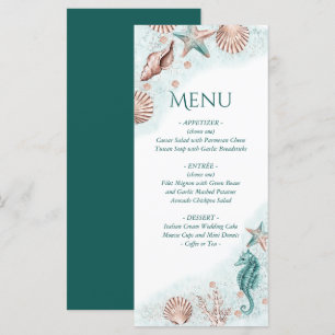 Menu Coastal Chic   Turquoise Green et Coral Reef Party
