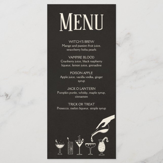 Menu cocktail moderne Halloween du milieu du siècl (Devant)