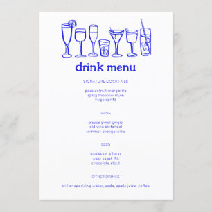 Menu Cocktails Doodle Sketch Modern CUSTOM Boire