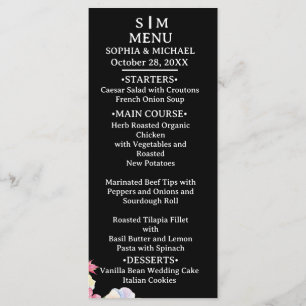 Menu Code QR de mariage Fleurs aquarelles rose bleu