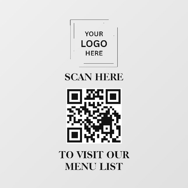 Menu Code QR Vinyle Autocollant pour Fenêtre (Feuille)