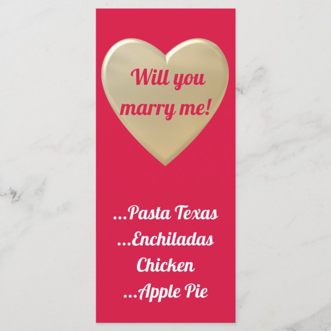 Menu coeur d'or (Devant)