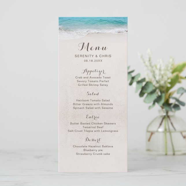 Menu Coeurs dans le sable destination mariage plage (Debout devant)