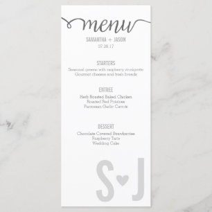 Menu Coeurs gris et lettres audacieuses de Chevron