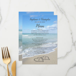 Menu Coeurs pittoresques dans le Sand Beach Wedding Men
