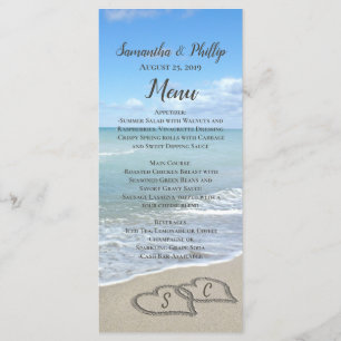 Menu Coeurs pittoresques dans le Sand Beach Wedding Men