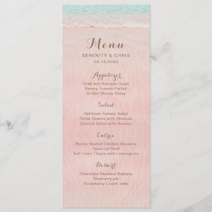 Menu Coeurs roses dans le mariage plage de destination 