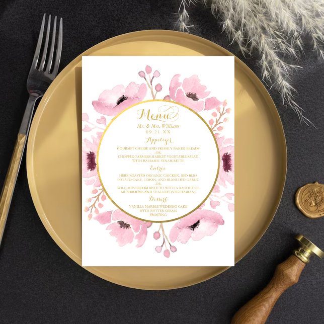 Menu Collection de Mariages floraux rose-printemps (Créateur téléchargé)