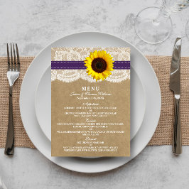 Menu Collection Kraft, dentelle et tournesol - violet