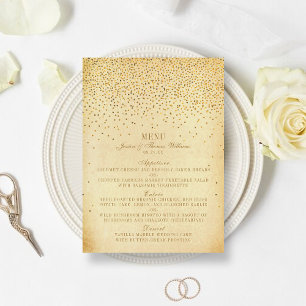Menu Collection Vintage de Mariage Glam Gold Confetti