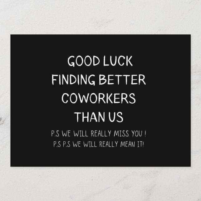 Menu Collègue quittant Coworker Quitter Funny New Job (Devant)