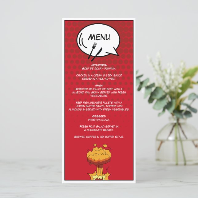 Menu Coloré Comic Book Pop Art Mariage (Debout devant)