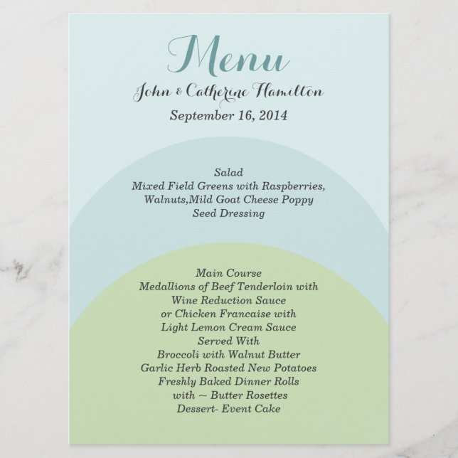 Menu Colorful Modern Custom Wedding (Devant)