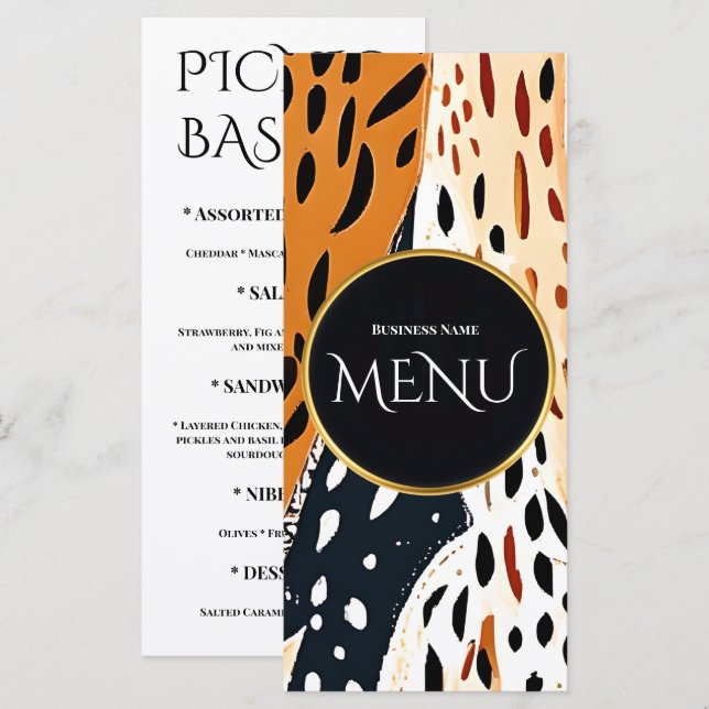 Menu Conception d'événements modernes sur le thème safa (Devant / Derrière)