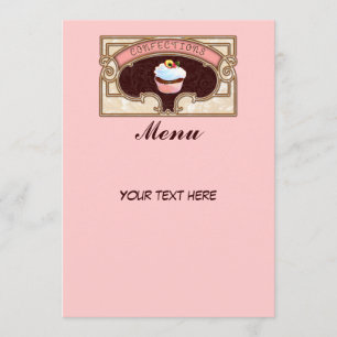 Menu Confections Cupcake Style Vintage