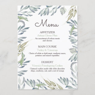 Menu Convivial Rustique Thanksgiving Diner Menu