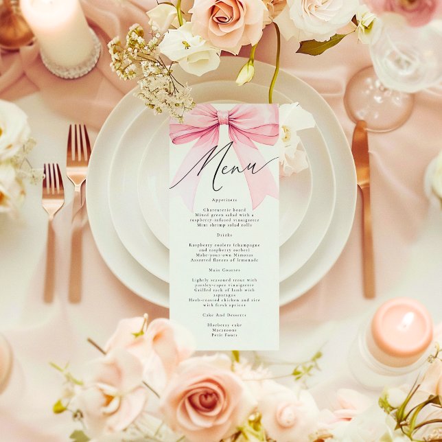 Menu Coquette rose elle noue la Fête des mariées (Créateur téléchargé)