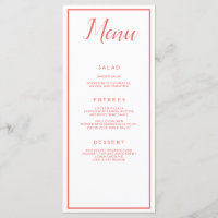 Menu Coral and White Classic