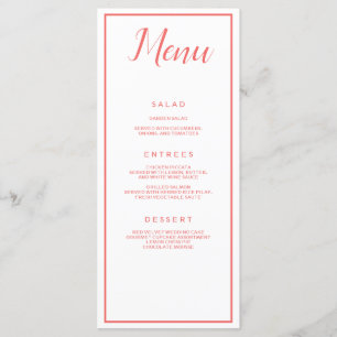 Menu Coral and White Classic