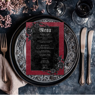 Menu Corbeau noir gothique et Mariage de vin Rose