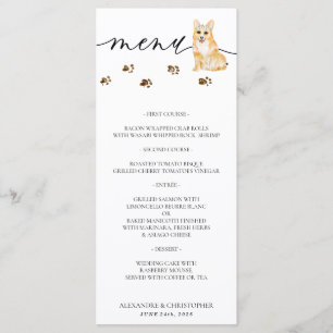 Menu Corgi chiot Chien de mariage fête
