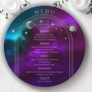 Menu Cosmétique violet Turquoise Argent Sun Moon Stars 