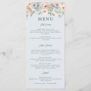 Menu Cottage Garden Pastel Blue Peach Coral