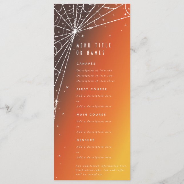 Menu Couchant d'Orange Diamant Araignée Toile Plat 4 Se (Devant)