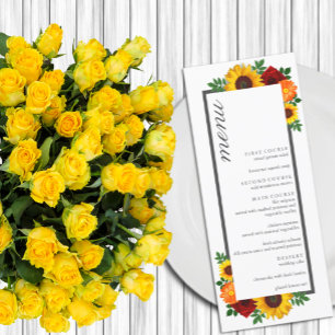 Menu Coucher de soleil Tournesol Rose Fleurs de mariage