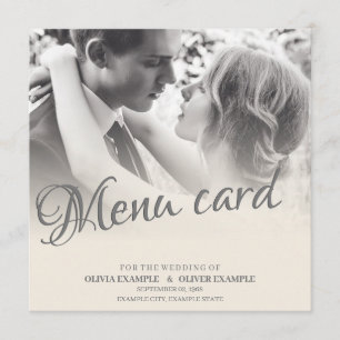 Menu Couple de mariés s'embrassant en monochrome