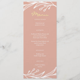 Menu Couronne de feuille rose mariage chinois double bo