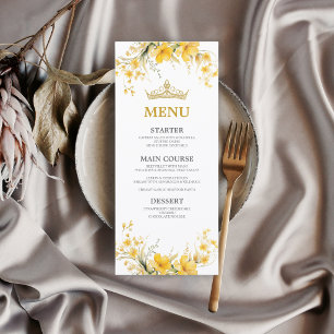 Menu Couronne de Fleurs Papillon Tiara Jaune Doré Quinc