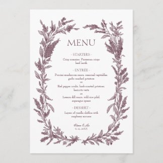 Menu Couronne de mariage de fleurs sauvages de Bourgogn