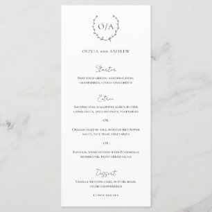 Menu Couronne de monogramme classique élégante pour mar