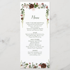 Menu Couronne florale rouge indien ivoire vert forêt