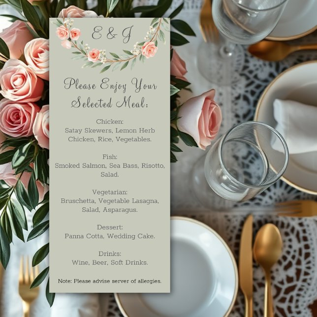 Menu Couronne rose verte et romantique (Créateur téléchargé)