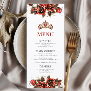 Menu Couronnes de Quinceañera Roses Tiara Doré Rouge