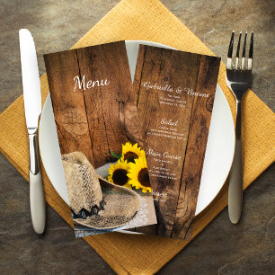 Menu Cowboy Casquette Sunflowers Barne Wood Mariage Men