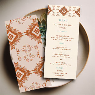 Menu Cowboy Country Western Desert Terracotta Mariage