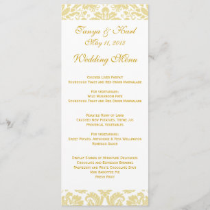 Menu Cram Gold Floral Mariage damassé