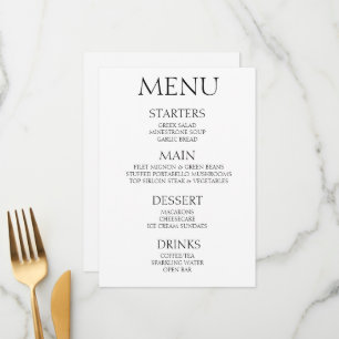 Menu Créer votre propre - Événement blanc minimaliste