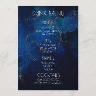 Menu Créez Votre Propre Boisson Bleu Foncé Or