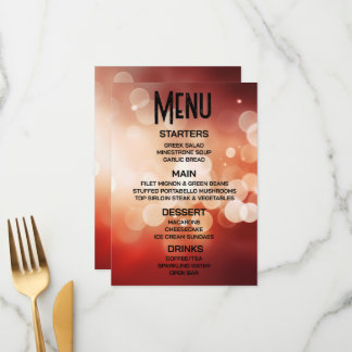 Menu Créez Votre Propre Bokeh Rouge Or