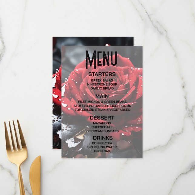 Menu Créez votre propre gros plan de rose rouge (Devant/Arrière en situation)
