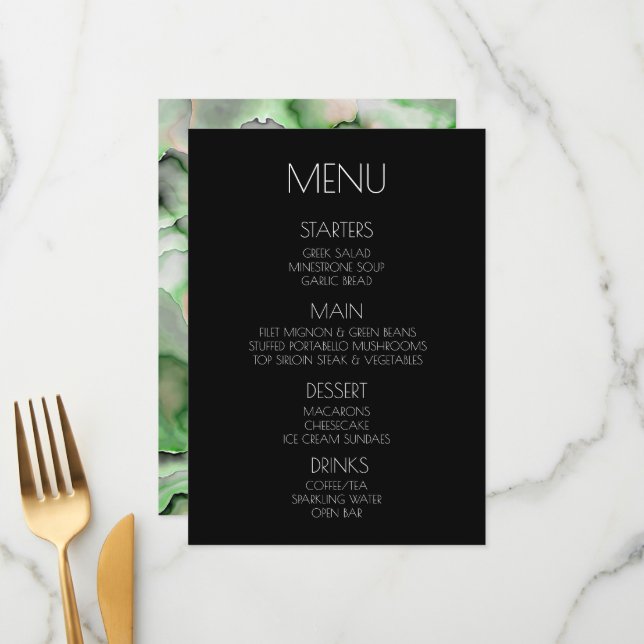 Menu Créez votre propre - Marbre vert clair (Devant/Arrière en situation)
