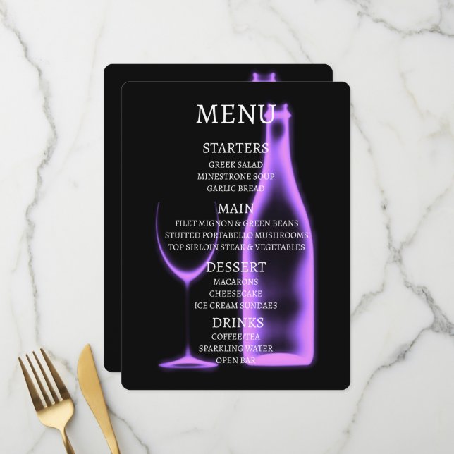 Menu Créez Votre Propre Verre à Vin et Bouteille à Rayo (Devant/Arrière en situation)
