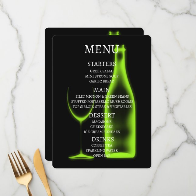 Menu Créez Votre Propre Verre à Vin et Bouteille à Rayo (Devant/Arrière en situation)