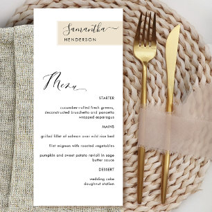 Menu Crème Beige personnalisée avec nom d'hôte Élégant