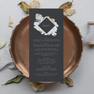 Menu Crème de Charbon mince Pampas Mariage de laiton