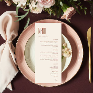 Menu Crème minimaliste simple Mariage moderne